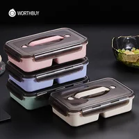 

WORTHBUY Japanese Kids Lunch Box Microwave Bento Box With Compartments Wheat Straw Bento Lunch Box Leak-Proof Food Container