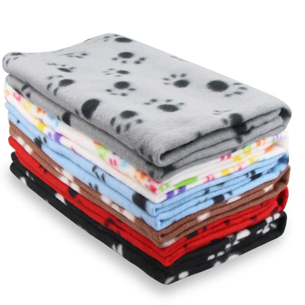 

wholesale vacuum compressed packing washable Durable fleece pet blanket warm cozy paw print pet blanket