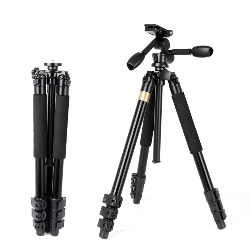 

Q620 aluminum heavy duty tripods aluminum 3 way axis handheld panhead aluminum 1830mm 32mm tube video camera photographic tripod, Black