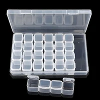 

Plastic 28 Slots Nail Art Tools Jewelry Packaging Storage Box Case Organizer Beads Box