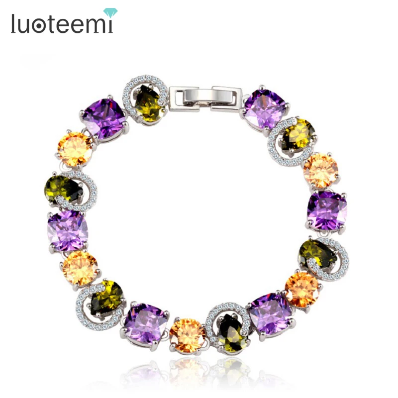 

LUOTEEMI multicolor meaningful light fashion cubic zirconia jewelry bracelet, N/a