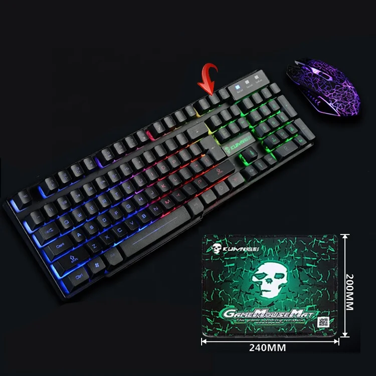Wired  Semi Mechanical  Gaming Keyboard with Backlit 19keys no Conflict  Laser Keyboard Projection Keyboard T6 Free Mousepad