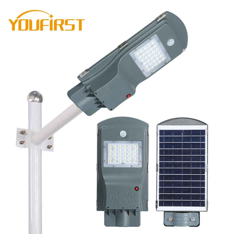 Factory price bridgelux smd Motion sensor ip65 20 40 60 w integrated all in one solar led street light