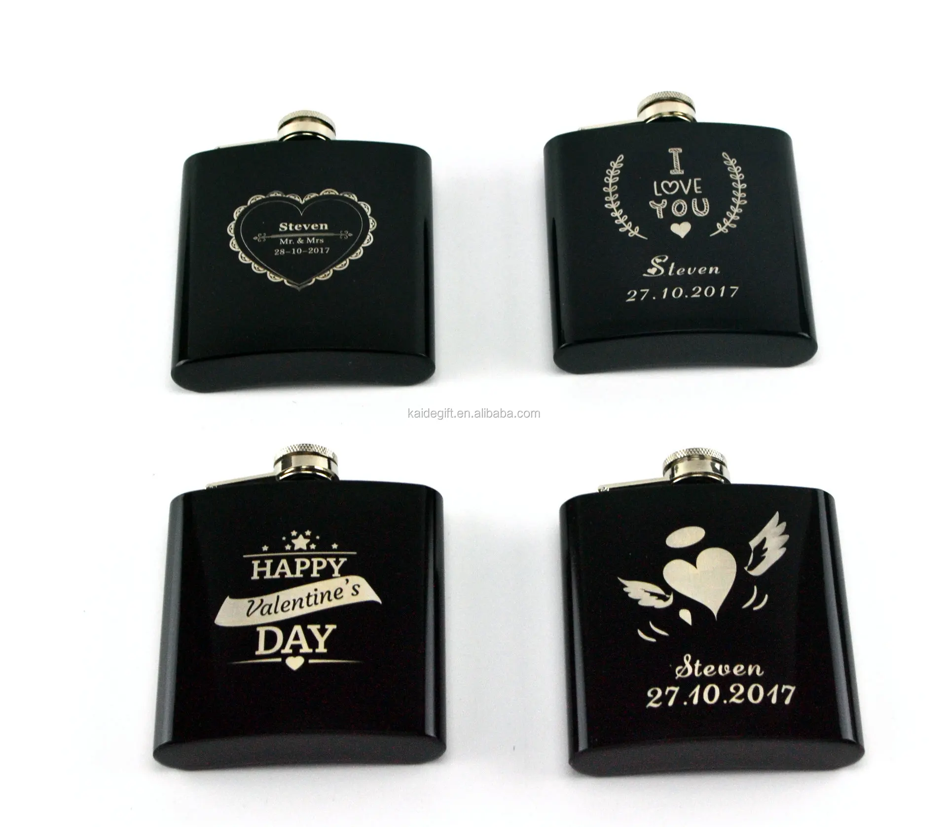 

best wedding gift Customer's logo stainless steel black color laser logo hip flask
