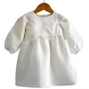 Factory Sale Toddler Girls Organic Linen Dress Kids Clothes White Line Dresses