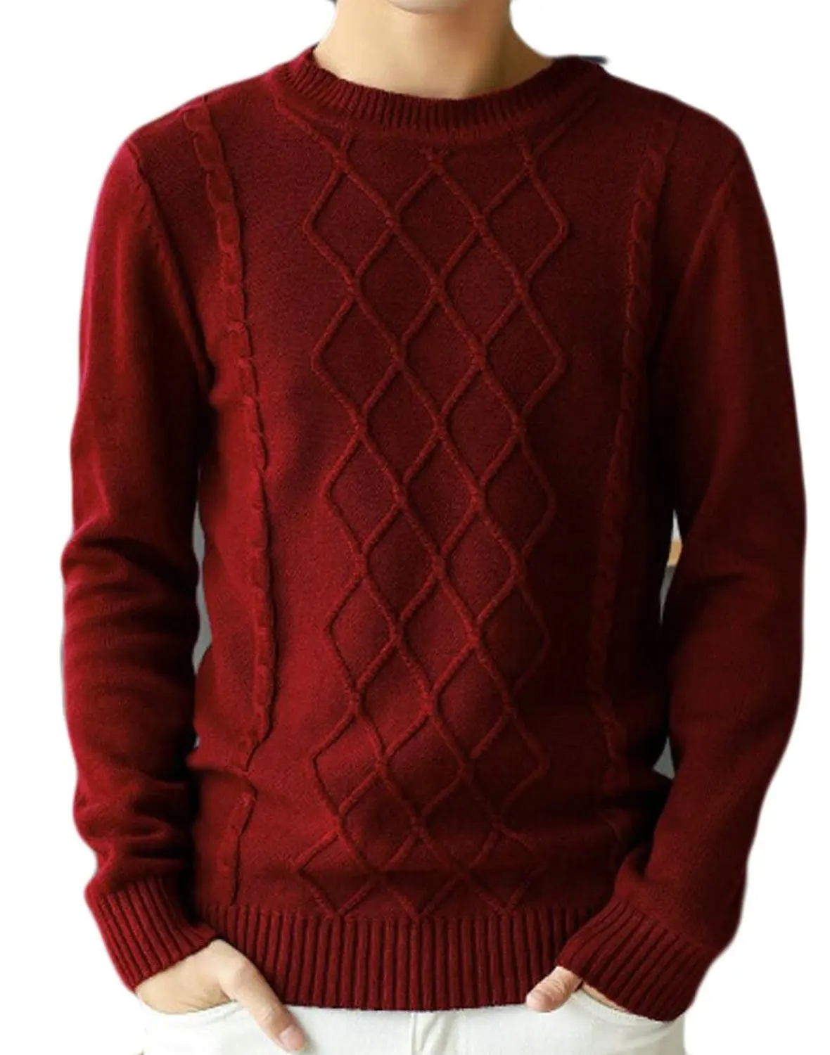 ouxiuli Mens Warm Full Zipper Twist Long Sleeve Knited Sweater