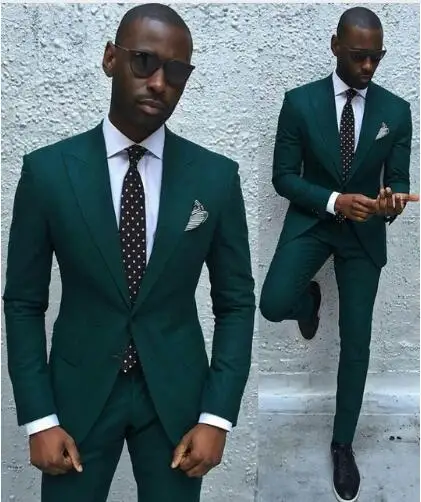

Morili Slim Handsome Mens Wedding Suits Groomsmen Groom Tuxedos Party Prom Dark Green Business Suits (Jacket+Pant) MMA201