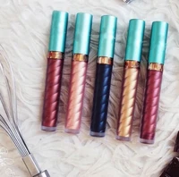 

OEM COSMETIC Makeup Waterproof Swirl liquid lipstick, Metallic Shinny lipstick Ice cream spiral rotate lipgloss Metal