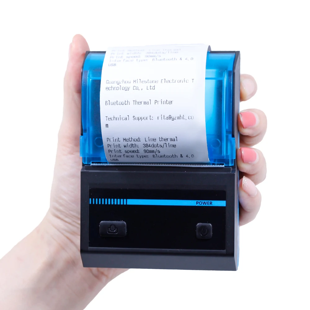 

MHT-P5801 2 inch High Speed Portable Handheld USB Bluetooth Thermal Tickets Receipt Printer, Blue + black color