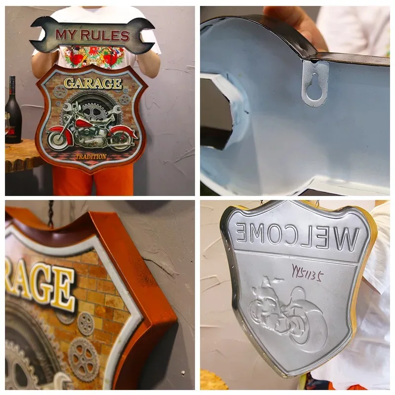 
Retro Wall Hanging Shied And Car Wall Arts Decor Painting Metal Craft For Club 