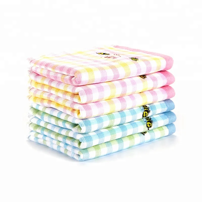 Zero-twist terry double layers color-chart kid towel with embroidery cute bee pattern-2.jpg
