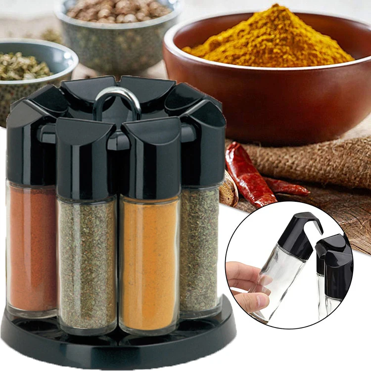 8pcs Kitchen Spice Tools Storage Organizer Home Spice Rotating Spices