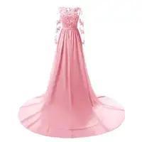 

2019 Prom Dresses Baby Pink Long sleeve Evening Dresses Floral Tulle Appliques Dress A-Line Women Formal Party Gown Bride Gown