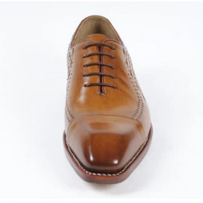 Luxury Leather Dress Shoes Bespoke Men Goodyear Welted Shoes Hand Painted Full Leather Dress