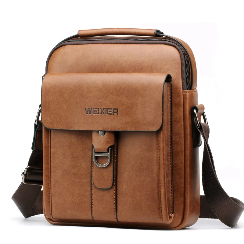 

WEIXIER small men bag fashion crossbody for men shoulder bag waterproof Casual Handbag messenger bags leather
