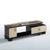 Home Use Marble Top Tempered Glass TV Stand With Showcase MDF TV Cabinet Coffee Table