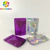 Hot sell custom printed resealable top zip lock aluminum foil hologram stand up pouch cosmetics eyelash package bag