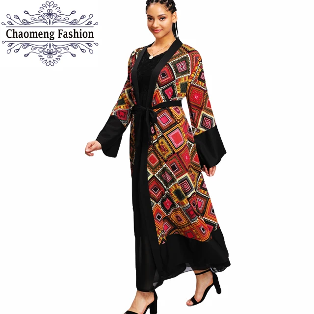 

1539# Modern Printed Long Cardigan Kimono Floral Muslim Dress Plus Size Islamic Women Clothing Wholesale Abaya Collection Dubai, Print/customized