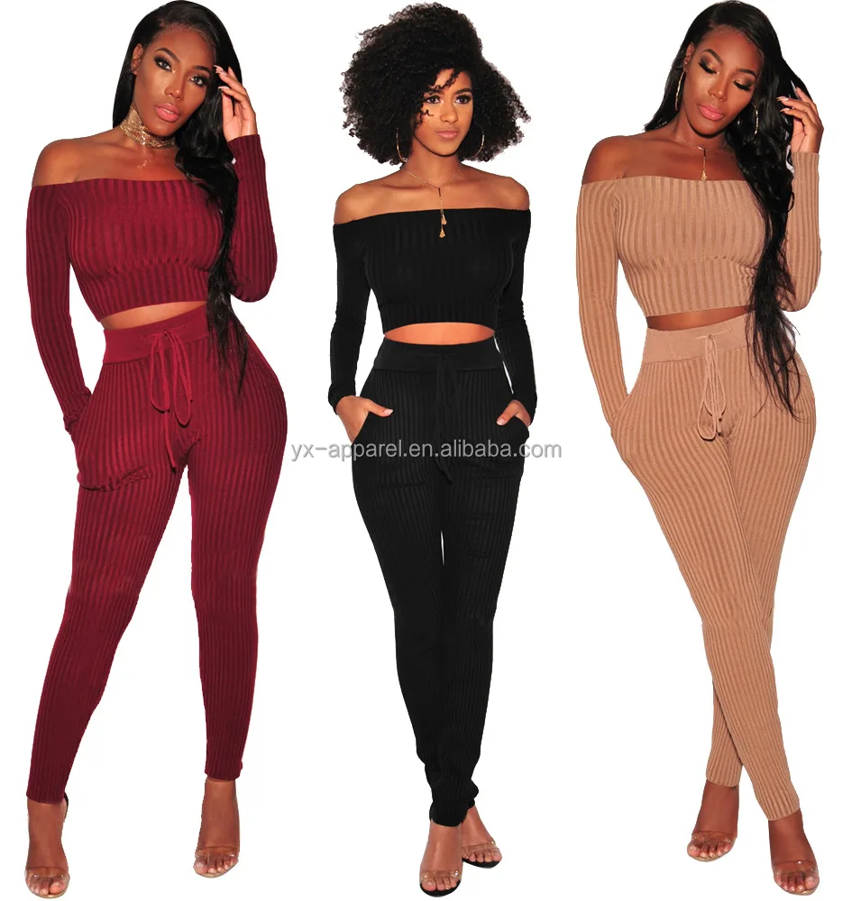 

long sleeve fall sweater two piece set women clothing women high fashion wear classic