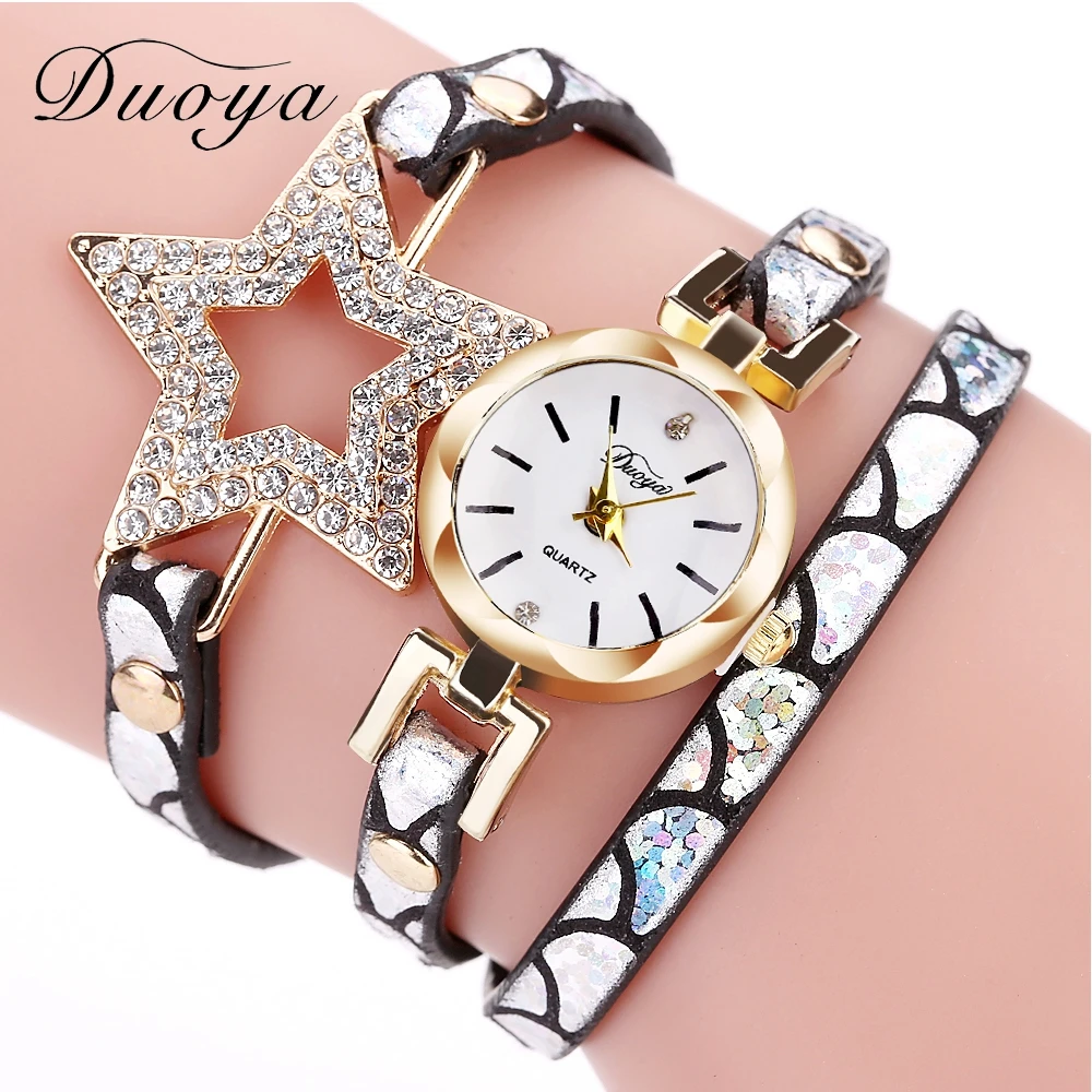 

DUOYA Famous Brand New Arrive Women Bracelet Watch Star Diamond Ladies WristWatches Women Fashion Luxury Dress Quartz Watch, 6 colors