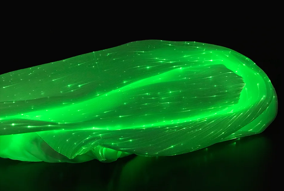 
fiber optic fabric can be made table cloth,dress, clothes, glowing in the night fabric 