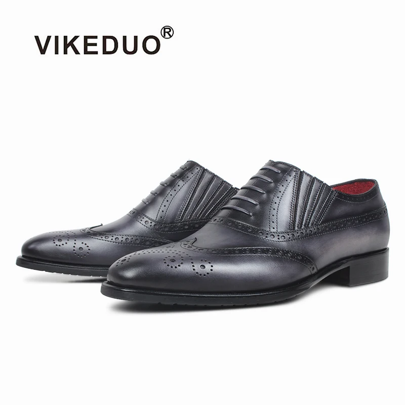 

Vikeduo Hand Made Buy Men's Formal Shoes Online Boutique Smart Men Genuine Leather Custom Oxford Shoes, Grey