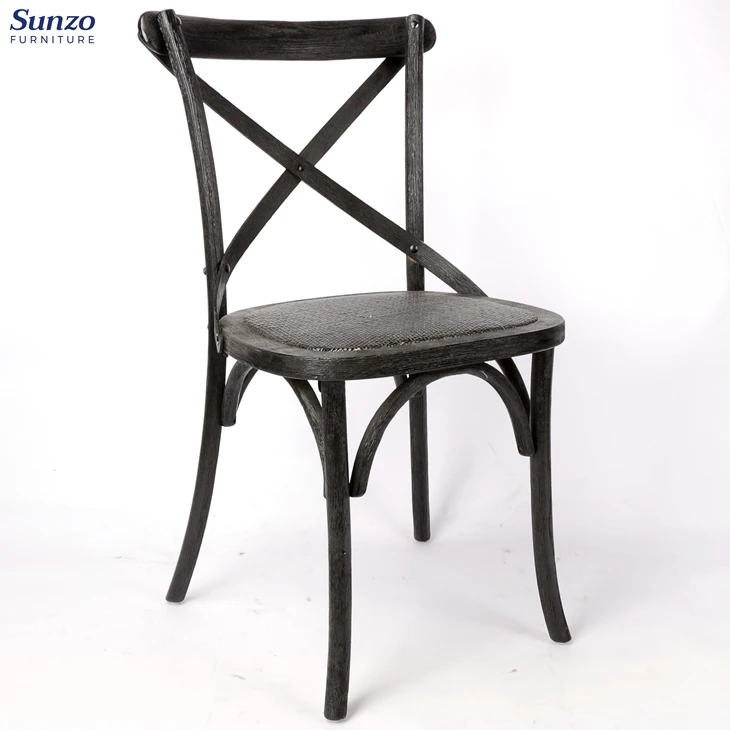 Black Wood Cross Back Chair With Rattan Seat Wood Dining Chair Buy