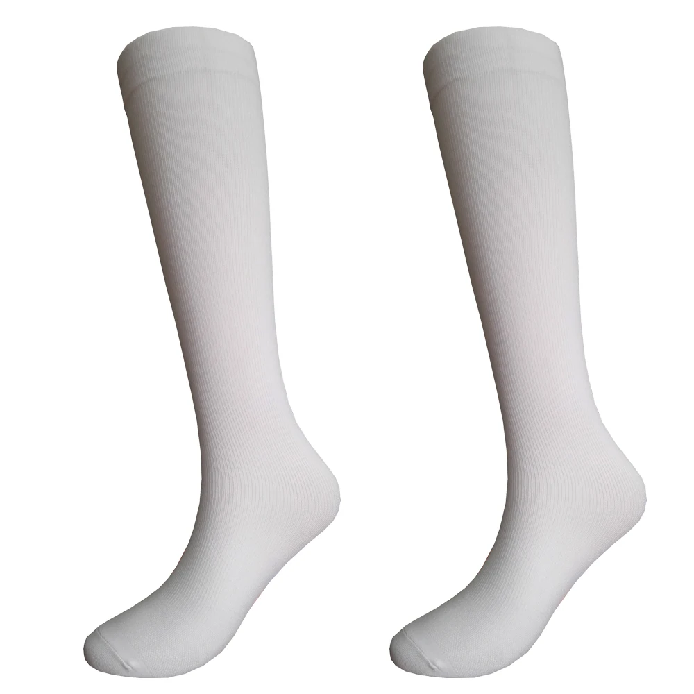 

10-15mmhg White nylon compression knee high socks for printing