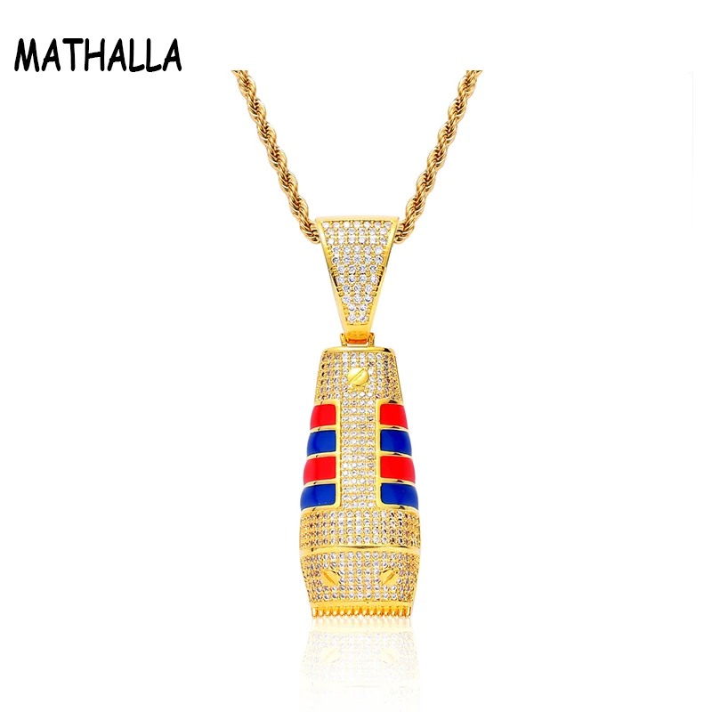 

Newest Brass Gold Blade Razor Pendant Iced Out AAA Cubic Zirconia Stone Charm Necklace Collares Hiphop Jewelry Homme, Gold;silver