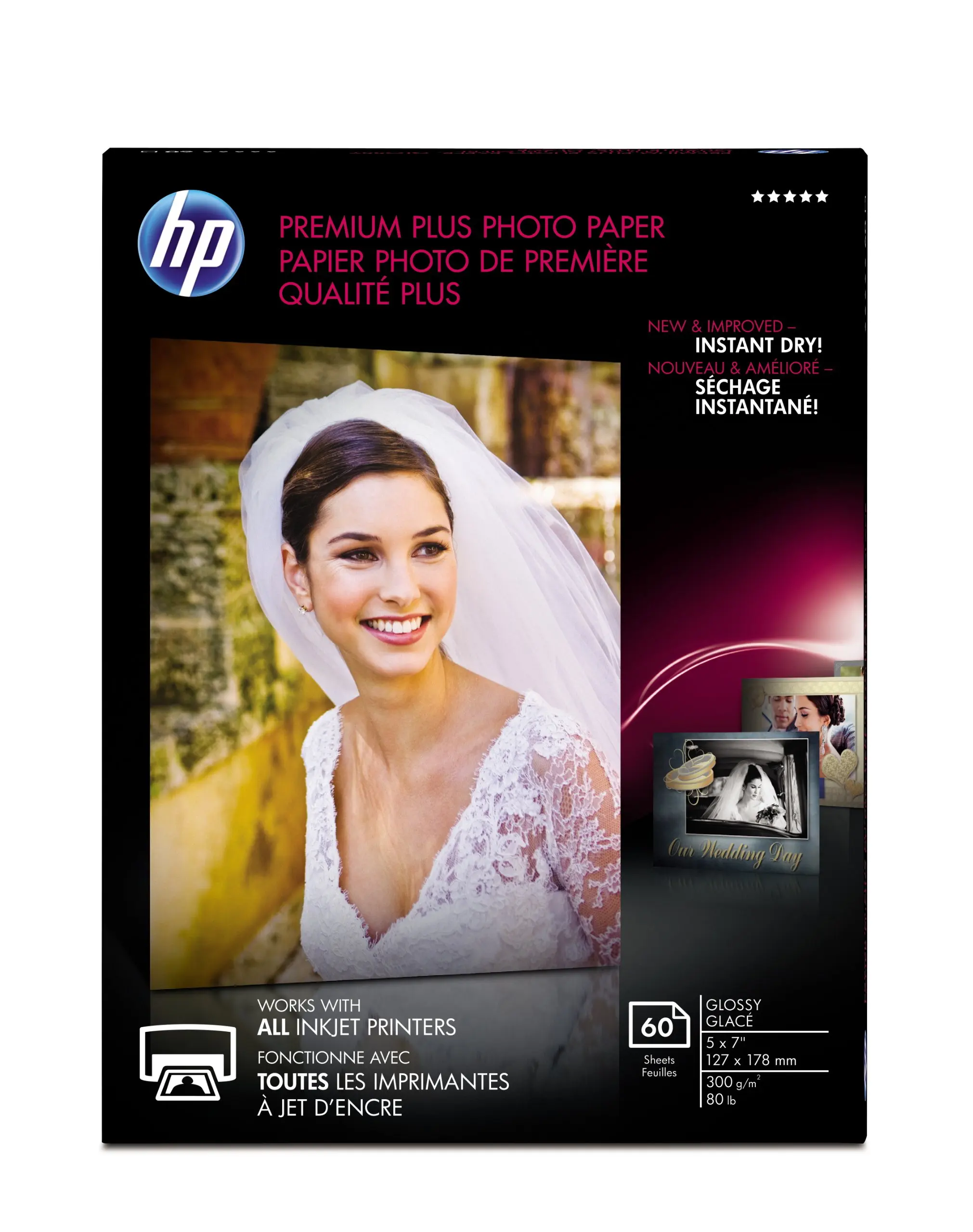 HP Photo Paper Premium Plus, Glossy, (5x7 inch), 60 sheets