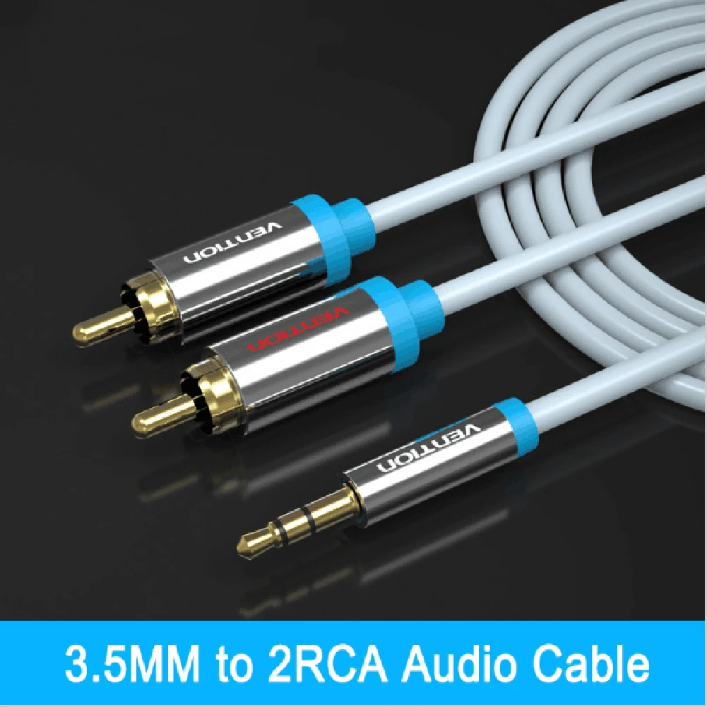 

3.5mm Male to 2RCA Audio Cable with 3.5mm Jack 1 to 2 Audio Computer Speaker Cable