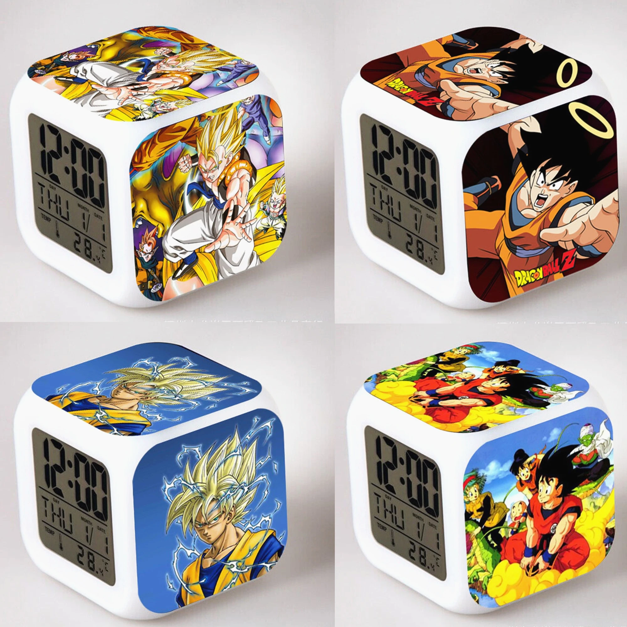 Dragon Ball Z Alarm Clock Colorful LED Cartoon Goku Night light Electronic Toys Digital Glowing Change