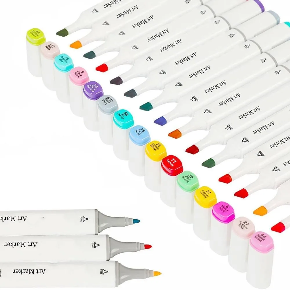 TOUCHNEW 24 Colors Skin Tone Pens Dual Tip Twin Marker Set Artist Permanent...