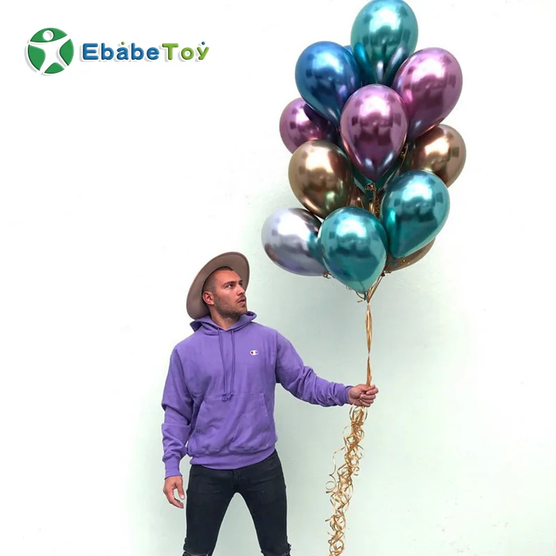 
10/12inch customize OEM Glossy Metal Pearl Latex Balloons Thick Chrome Metallic Colors Inflatable Balls Birthday Party Decor 