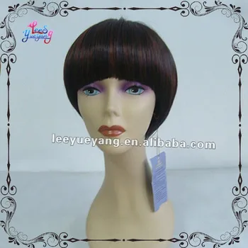 Chic Black Mushroom Hairstyle Wigs With Red Highlights Buy