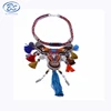 MBN031 embroidery peace pendant statement aluminum leaf colorful beaded coin tassel fringe necklace jewellery