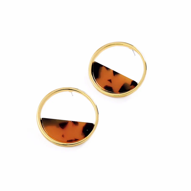

ed02019d Gold Jewelry Simple Resin Acetate Round Stud Earrings
