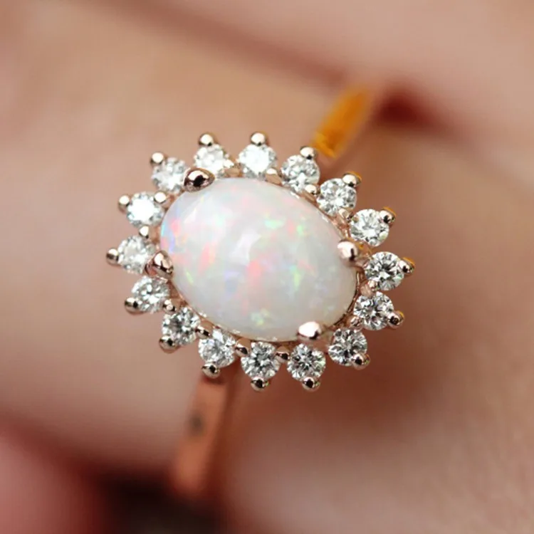 

Wedding jewelry lady's synthetic white opal engagement ring