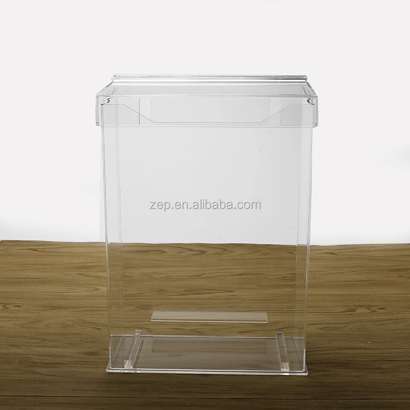 Wall Mounted Acrylic Display Box Magazine Organizer With Hinged Lid