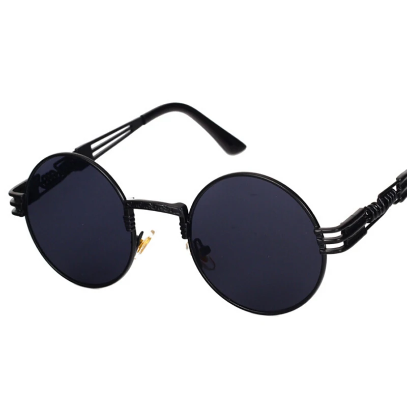 

2020 vintage retro gothic steampunk mirror sunglasses gold and black sun glasses vintage round circle men UV gafas de sol