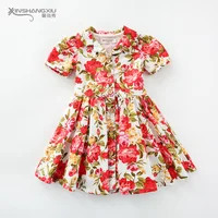 

2020 summer kids baby flower clothes peter pan collar 100%cotton floral children girls dresses