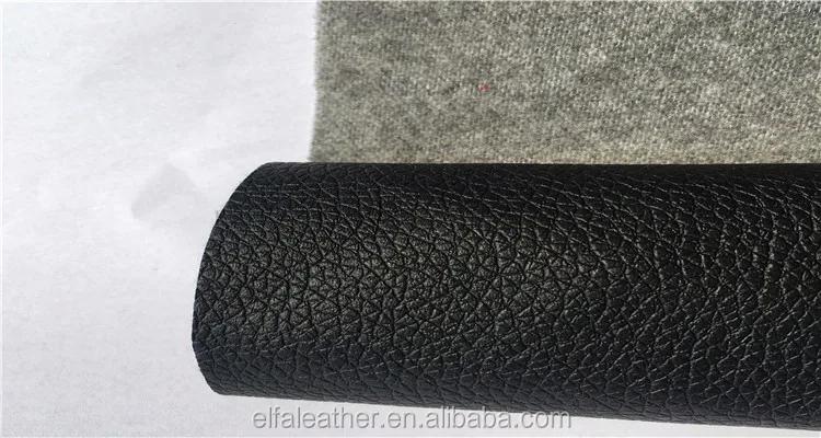 Black Artificial Pvc Leather With Woven Fabric Backing Semi Pu Surface ...