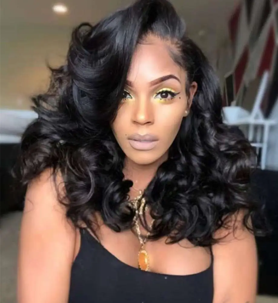 

New body wave 250% density lace frontal wig pre plucked 360 lace frontal wig free ship