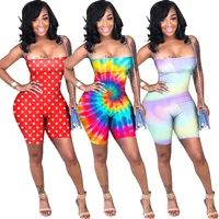 

Ecoparty Sexy Bodycon One Piece Jumpsuit Shorts New Women Colorful Tie Dye Fitness Romper Skinny Backless Summer Beach Bodysuits