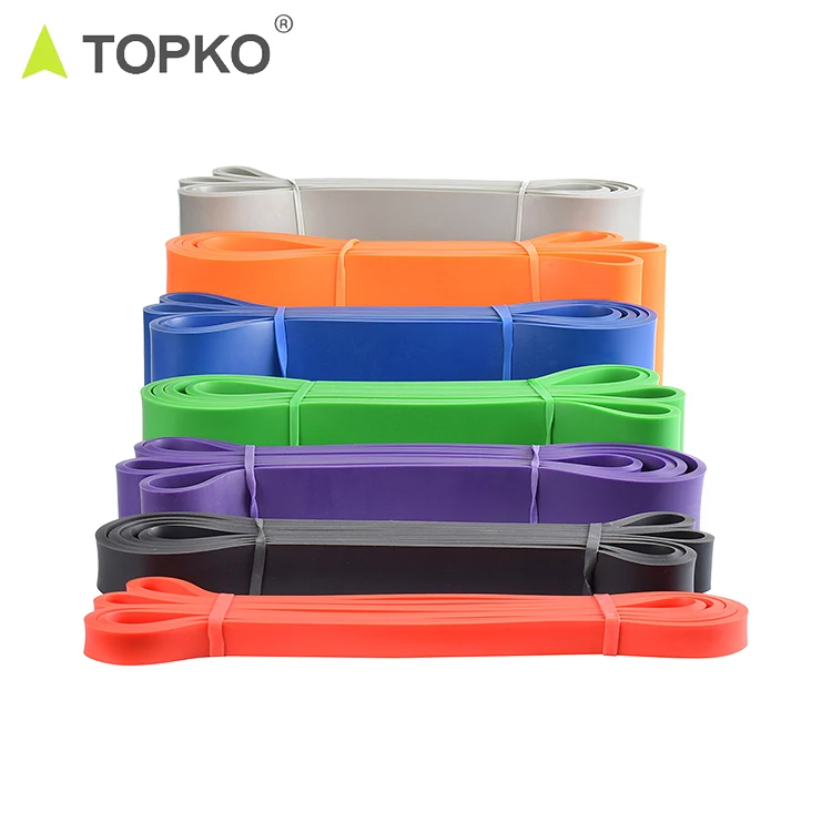 

TOPKO Wholesale adjustable stretch band high quality gym fitness power thick resistance bands set, Pantone color is available