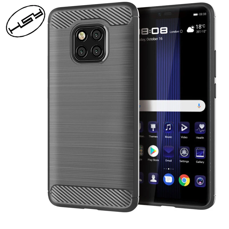 

For Huawei Mate 20 RS Brush Carbon Fiber Slim Armor Soft TPU Phone Case Cover For Huawei Mate 20 RS Mobile Phone Case, Navy blue;black;gray;red