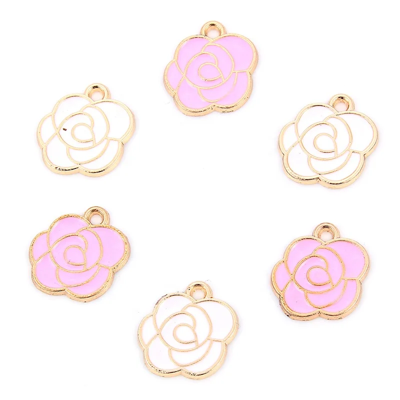 

Hibiscus mutabilis Beautiful flower pendant alloy enamel Charm DIY accessories of necklace bracelet headdress, Photo