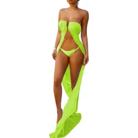 

Free Shipping solid color swimwear sexy 2019 woman with cover up swimsuit three piece swimsuit set