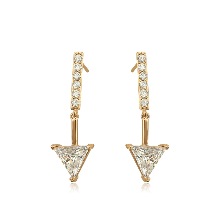 

97447 Bohemian rose gold jewelry 1 gram carat gold plated earrings+1 dollar triangle diamond earrings jewellery for women