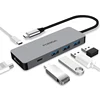 Aluminium alloy 6 in 1 USB C Adapter HUB with built-in LED indicator, USB Type C Adapter with 4K HDM L, 87w Power Delivery
